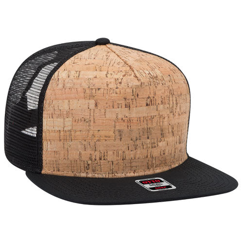 OTTO CAP Cork Flat Bill 5 Panel Mid Profile Mesh Back Trucker Snapback Hat