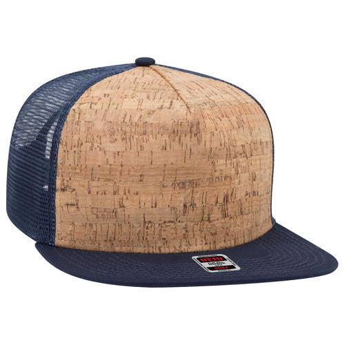 OTTO CAP Cork Flat Bill 5 Panel Mid Profile Mesh Back Trucker Snapback Hat
