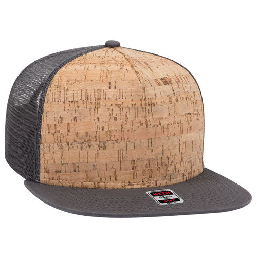 OTTO CAP Cork Flat Bill 5 Panel Mid Profile Mesh Back Trucker Snapback Hat