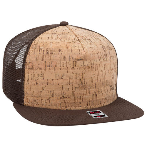 OTTO CAP Cork Flat Bill 5 Panel Mid Profile Mesh Back Trucker Snapback Hat